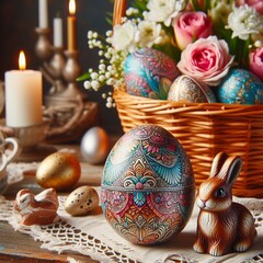 Easter still life with candle