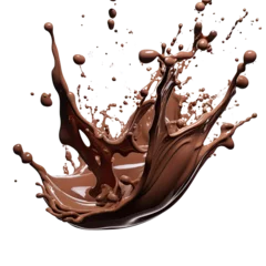 Foto op Plexiglas Chocolate milk splash on transparent background © posterpalette