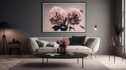 carnations arranged in a modern interior setting with sleek and sophisticated elements
