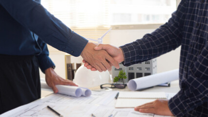 Businessman shaking hands successful making a deal. business joint venture concept for business,...