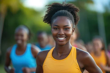Foto op Aluminium Afro woman wearing athletic activewear doing exercise, sport workout © Aris