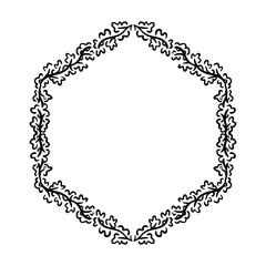 Vector floral botanical hand drawn frame in black color