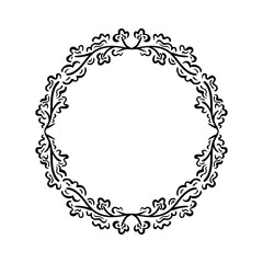 Vector floral botanical hand drawn frame in black color
