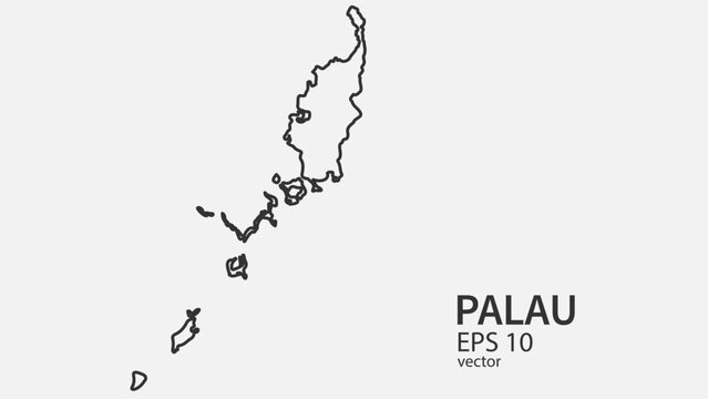 Vector line map of Palau. Vector design isolated on white background.	
