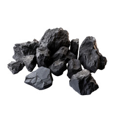 Obraz premium Collection of different types of coal on transparent background