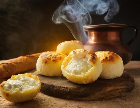 P&atilde;o de Queijo Mineiro quente recheado com requeij&atilde;o