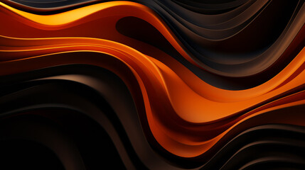 Abstract futuristic background with dark and warm color wave shapes. Visualization of motion 3d waves. Wallpaper or backdrop for modern projects