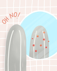 Tampon with pimples funny period illustration
