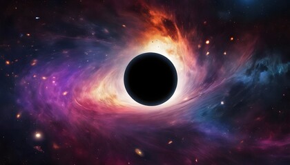 Black hole on the background of space - obrazy, fototapety, plakaty