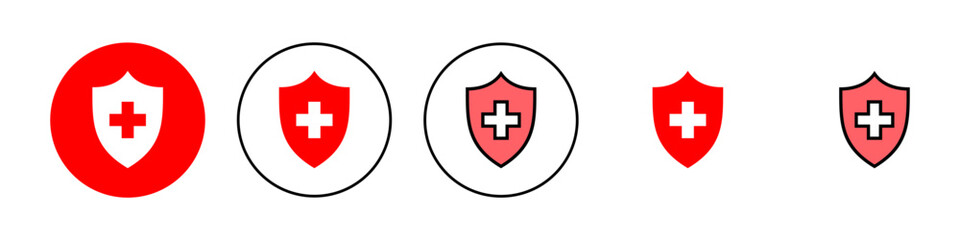 Health insurance icon set illustration. Insurance document sign and symbol