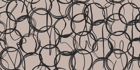 Fototapeta premium Minimalist trendy abstract seamless pattern. Line art illustrations. Modern vector template for design