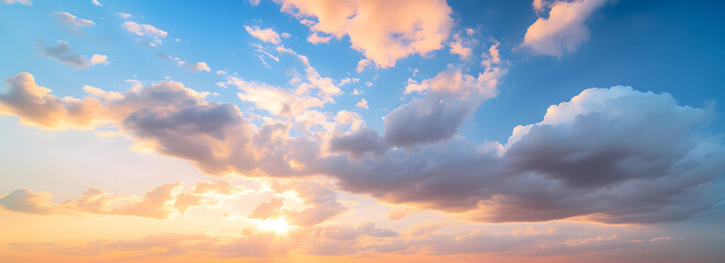 Panorama sunset sky and beautiful cloud, background concept.