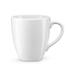 White mug with space for logo isolated. Transparent PNG image.