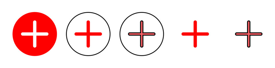 Plus Icon set illustration. Add plus sign and symbol