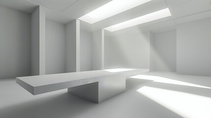 Minimalist white wall in a modern architectural room, creating a blank and clean space for abstract or conceptual designs