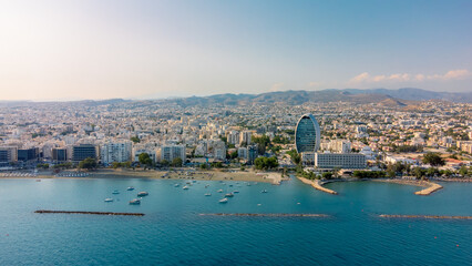 Obraz premium Aerial view of the seafront of Limassol, Cyprus.