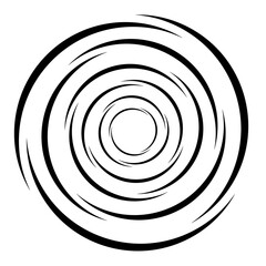 Whirlpool funnel icon, circular vortex waves, round tunnel pipe