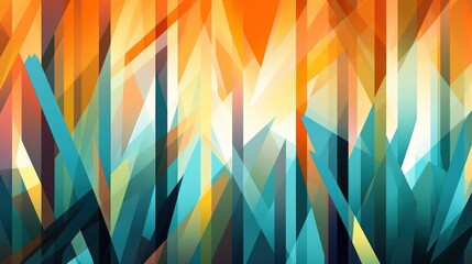Abstract Geometric Background With Vibrant Orange and Blue Hues, wallpaper.