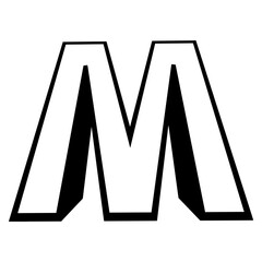 Logo letter m tall slender font letter m perspective height - obrazy, fototapety, plakaty