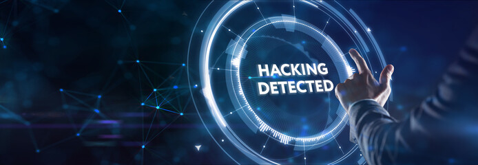 Hacking Detected. Concept meaning activities that seek to compromise affairs are exposed Entering...
