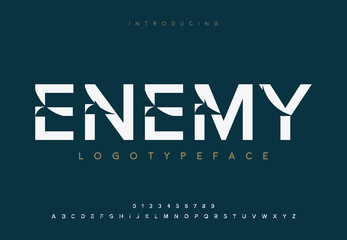 Enemy modern abstract digital alphabet font minimal technology typography creative urban sport fashion
