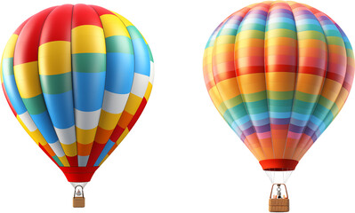 Fototapeta premium colored hot air balloons, coloured hot air balloon isolated on transparent