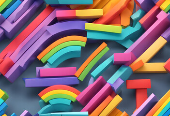 3d image of rainbow colored graphic