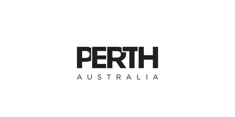 Fototapeta premium Perth in the Australia emblem. The design features a geometric style, vector illustration with bold typography in a modern font. The graphic slogan lettering.