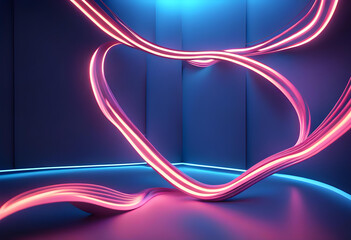 3d render, abstract minimal neon