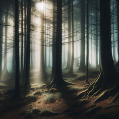 Naklejka premium The mysterious dark forest
