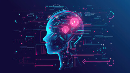 Artificial General Intelligence (AGI), also known as Strong AI refers to a type of Artificial Intelligence that has the Ability to Understand Learn and Apply its Intelligence Symbol Image Background - obrazy, fototapety, plakaty
