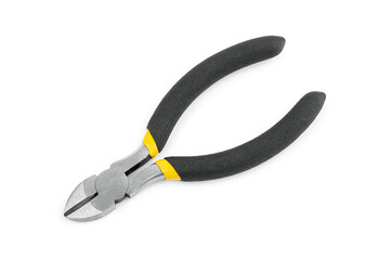Obraz premium Yellow side cutters on a white background. Side cutting tool. 