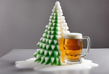 beer foam forming Christmas tree shape