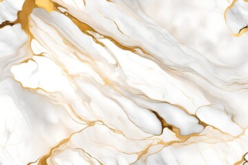 White marble pattern with golden inclusions. Abstract texture and background. 2D illustration