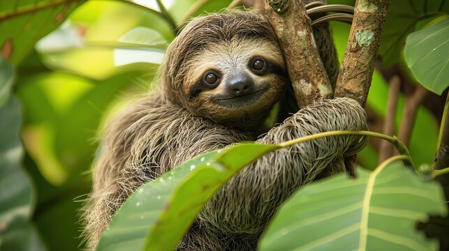 Baby Sloth in Tree in Costa Rica. image of animal in nature.