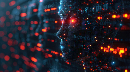Abstract futuristic background of artificial intelligence as a human. AI brain and information concept.