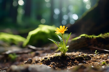   yellow flower in the forest background