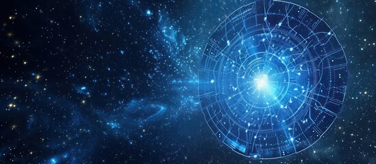 Futuristic outer space zodiac horoscope astrology symbol background. AI generated - obrazy, fototapety, plakaty