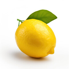 A fresh lemon on a white background.