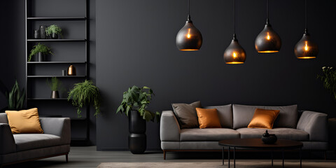 Modern art deco interior design of apartment living room, 
