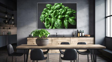 sunlit basil leaves showcasing their texture and vibrant green color