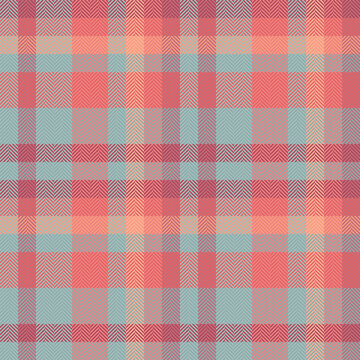 Elegance background plaid pattern, vintage check texture fabric. Teenage seamless vector textile tartan in red and pastel colors.