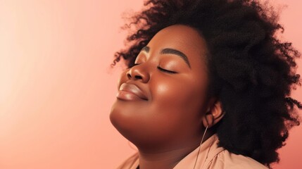 Positivity and beauty on display in a horizontal portrait of a plus-size model.