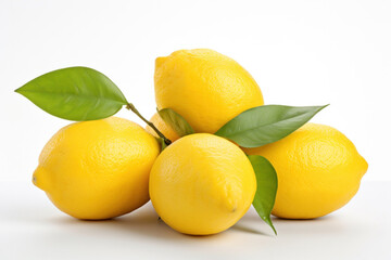 Fresh lemons on a white background.
