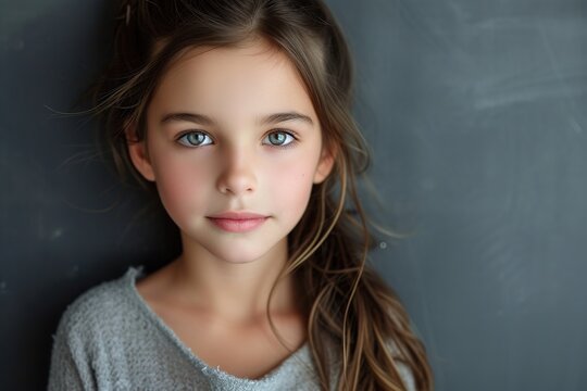 Portrait of 10 years old girl with beautiful face