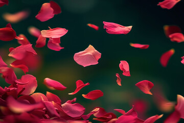 The Fleeting Moment of Rose Petals Dancing in the Wind. Ephemeral Beauty of the Flower in Motion.