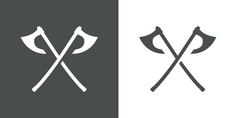 Hacha vikinga. Silueta de 2 hachas de batalla medieval cruzadas