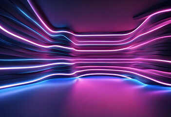 3d render, abstract minimal neon
