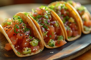 Poke Tacos - A fusion of Mexican tacos with Asian-Hawaiian poke