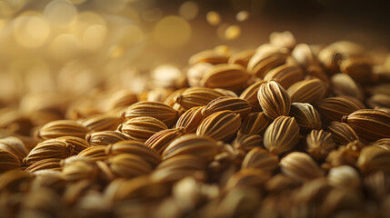 A photo of coriander seeds, with a citrusy scent as the background, during a spice blending workshop